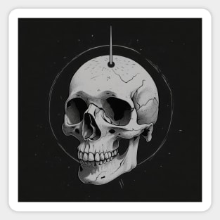 Monochrome Illustration of Skull Sticker